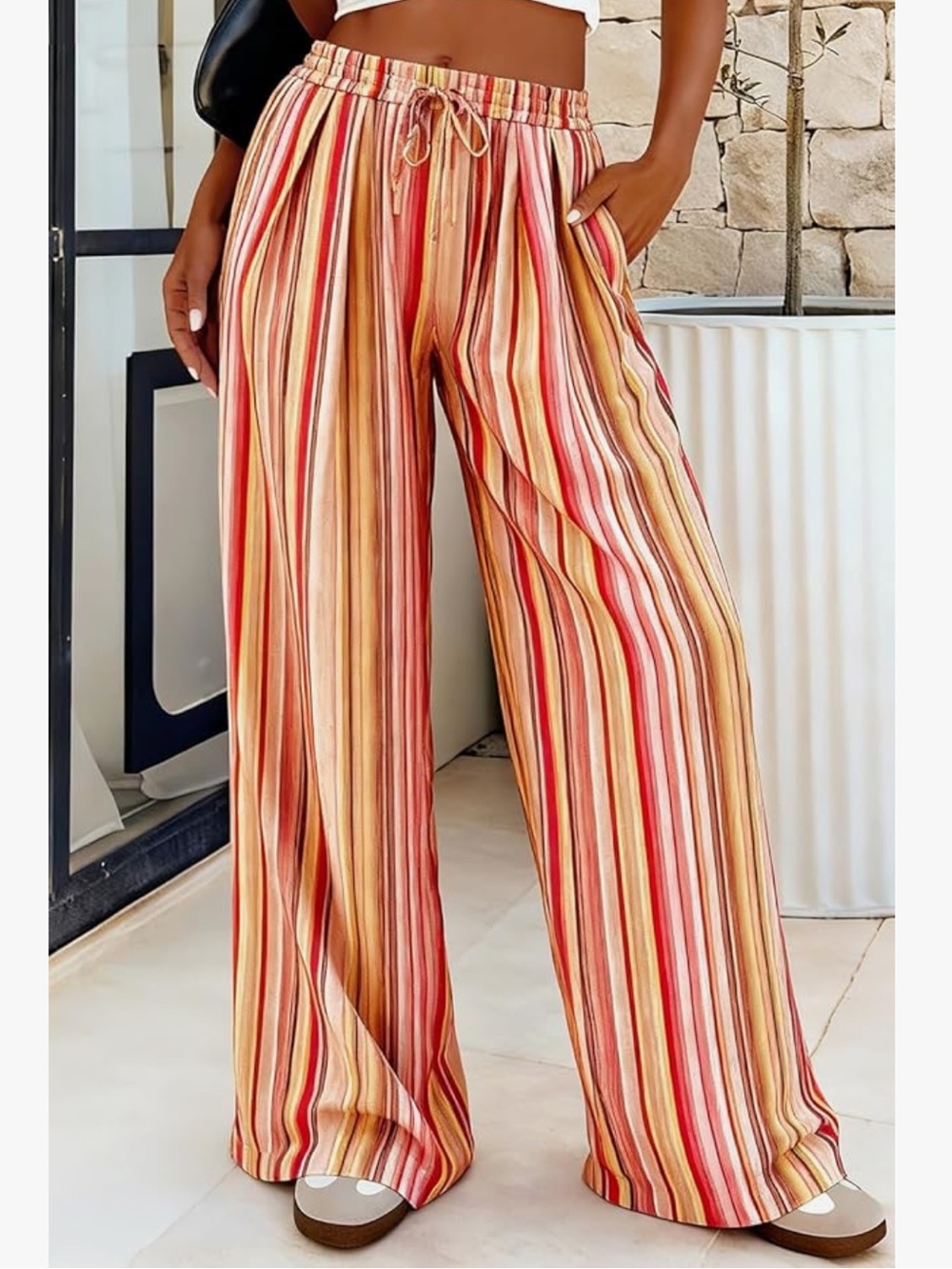 Wide-Leg Multi-Striped Pink Orange Green Pant XS New Spring 2026 Blakely Haddie